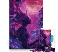 Rompecabezas Espíritu del Bosque Místico Bajo una Luna Rosa de 1000 Piezas para Adolescentes Mejora la Memoria Decoración de Pared sin estrés con Bordes Ajustados (38x52cm)