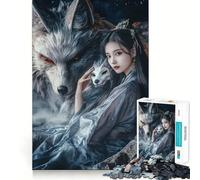 Rompecabezas Espíritu del Lobo Guardián de 1000 Piezas para Adultos Divertido Juego de Memoria Artesanía de Corte experta Actividad Relajante para Grupos en Interiores (50x75cm)