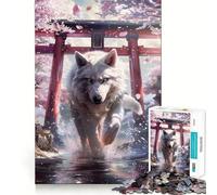 Rompecabezas Espíritu del Lobo Sakura Torii 1000 Piezas Juego de lógica y Pensamiento Experto en Corte Artesanía Tiempo de Tranquilidad Ejercicio Mental en casa (50x75cm)