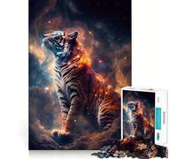 Rompecabezas Espíritu del Tigre Espacial, 1000 Piezas para Adolescentes Fortalece la Memoria Tranquilo y Sereno Borde de Calidad Regalo Ideal para Pedir un Deseo a Santa Claus 50x75cm