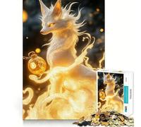 Rompecabezas Espíritu del Zorro Blanco 1000 Piezas Juego de concentración Mental Corte de precisión Bordes Lisos Actividad Absorbente para Noches tranquilas (38x26cm)