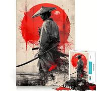 Rompecabezas Espíritu Samurai Luna Roja de 1000 Piezas para Adolescentes, Juguete de lógica Pura, Suave y Relajante, Pieza de Arte de Corte Limpio (50x75cm)