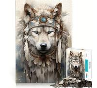 Rompecabezas Espiritual Lobo Ártico de 1000 Piezas para Adolescentes, Juguete Mental para aliviar la ansiedad, Corte Premium, Regalo Elegante 38x52cm