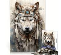 Rompecabezas Espiritual Lobo Ártico de 1000 Piezas para Adolescentes, Juguete Mental para aliviar la ansiedad, Corte Premium, Regalo Elegante 38x52cm