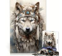 Rompecabezas Espiritual Lobo Ártico de 1000 Piezas para Adolescentes Juguete para ejercitar la Mente Divertido y Relajante Diseño para armar 50x75cm