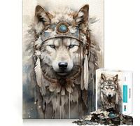 Rompecabezas Espiritual Lobo Ártico de 1000 Piezas para Adolescentes Juguete para ejercitar la Mente Divertido y Relajante Diseño para armar 50x75cm