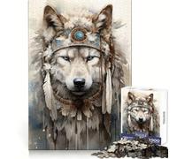 Rompecabezas Espiritual Lobo Ártico de 1000 Piezas para Adultos y Adolescentes Juguete Mental para calmar y Relajarse Corte Premium Regalo sincero 38x26cm