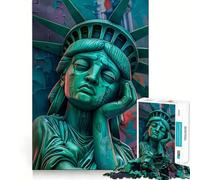 Rompecabezas Estatua de la Libertad Llorando 1000 Piezas Juego Think Boost Cierre hermético Sin Piezas Sueltas Desafío Interactivo para el Cerebro en casa (38x52cm)