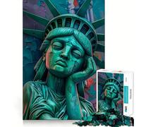 Rompecabezas Estatua de la Libertad Llorando 1000 Piezas para Adolescentes Estimula la Mente Diversión Ajuste Espacios Entretenimiento cautivador para Interiores acogedores (50x75cm)
