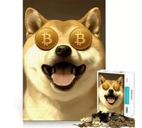 Rompecabezas Este Shiba Inu ama Bitcoin de 1000 Piezas para Adolescentes Juguete de lógica Fuerte Actividad en casa Bordes Transparentes Regalo Ideal 38x52cm