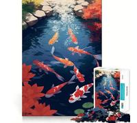 Rompecabezas estético de 1000 Piezas con diseño de Peces koi en Estanque para Adultos Juguete Inteligente para el hogar Disfrute de Bordes Afilados Artículo de Santa Claus (38x52cm)