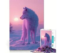 Rompecabezas estético de Puesta de Sol con Lobo de Nieve para Adolescentes, 1000 Piezas, Juguete para la Mente, Escape Tranquilo, Borde preciso, Regalo increíble (50x75cm)