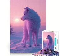 Rompecabezas estético Snow Wolf Sunset de 1000 Piezas para Adultos, Juguete para ejercitar la Mente, Momento de relajación, Corte de precisión, Regalo Elegante (38x26cm)