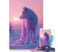 Rompecabezas estéticos de anochecer con Lobo de Nieve para Adultos, 1000 Piezas, Juego Inteligente, patrón Tranquilo y Relajante, Regalo increíble (38x52cm)