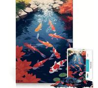 Rompecabezas estéticos de Peces koi para estanques, 1000 Piezas, Wise Think Toy Leisure Fun Clear Cut Wall Art Decor (50x75cm)