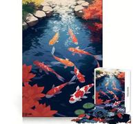 Rompecabezas estéticos de Peces koi para estanques, 1000 Piezas, Wise Think Toy Leisure Fun Clear Cut Wall Art Decor (50x75cm)
