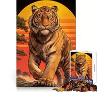 Rompecabezas estilizado de Tigre al Atardecer para Adolescentes, 1000 Piezas, fortalece la Memoria, sin estrés, Bordes Lisos, 38x52cm