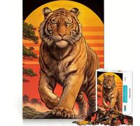 Rompecabezas estilizado de Tigre al Atardecer para Adolescentes, 1000 Piezas, fortalece la Memoria, sin estrés, Bordes Lisos, 38x52cm
