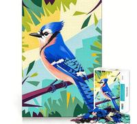 Rompecabezas estilizado de un arrendajo Azul en un Bosque Colorido para Adolescentes, 1000 Piezas, Juguete de lógica Mental, Alivio del estrés, Corte Firme, Regalo de Santa Claus 50x75cm