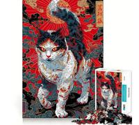 Rompecabezas Estilo Ukiyo-e de un Gato con Nubes y Sol,1000 Piezas,Juego Interactivo para estimular el Pensamiento,Cierre Seguro sin Piezas Sueltas,desafío Mental para el hogar (38x26cm)