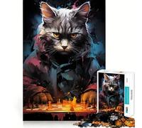 Rompecabezas estratégico de ajedrez con Gatos, 1000 Piezas, para Adolescentes, Juguete para Pensar con sabiduría, diversión Tranquila, Corte preciso, 38x52cm