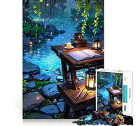 Rompecabezas Estudio Junto al río Escena Tranquila con Escritorio para Adultos, 1000 Piezas, Rompecabezas Mental, pasatiempo Relajante, Imagen para armar, Regalo Encantador (38x26cm)
