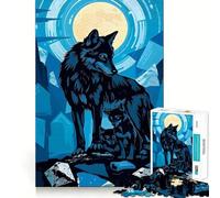 Rompecabezas Familia de Lobos Bajo la Luna para Adultos,1000 Piezas,Juego de Habilidad y Pensamiento,Troquelado de Alta Precisión,Un Reto Entretenido para el Tiempo Libre (38x26cm)