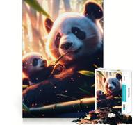 Rompecabezas Familia Panda en Bosque de Bambú para Adolescentes 1000 Piezas Mejora la Memoria Juego de Interior Imagen Armar (38x26cm)