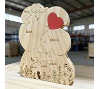 Rompecabezas familiar de elefantes de madera, letrero decorativo, rompecabezas de madera personalizado de 2 a 6 nombres para decoración de manualidades del hogar, inauguración de la casa, cumpleaños
