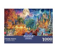 Rompecabezas fantasía Lunar 1000 Piezas, carruaje Caballos Castillo Luna, Juego Educativo, 38x26cm
