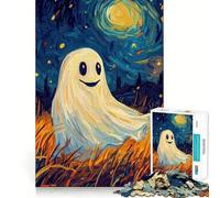 Rompecabezas Fantasma Sonriente en el Cielo Nocturno, 1000 Piezas para Adolescentes Mejora la Memoria Divertido y Relajante Pieza de colección de Arte con Corte nítido 50x75cm