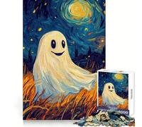 Rompecabezas Fantasma Sonriente en el Cielo Nocturno, 1000 Piezas para Adolescentes Mejora la Memoria Divertido y Relajante Pieza de colección de Arte con Corte nítido 50x75cm