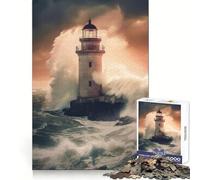 Rompecabezas Faro en la Tempestad, 1000 Piezas para adolescentesCreativo, fácil de Usar, con Bordes precisosRegalo de Navidad (38x26cm)