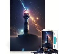 Rompecabezas Faro Espacial de 1000 Piezas para Adultos Juguete para ejercitar la Mente Imagen Suave y Relajante para armar Un Regalo Encantador (38x52cm)