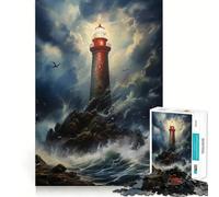 Rompecabezas Faro Tormentoso para Adolescentes 1000 Piezas Juguete de Lógica Eficaz Pasatiempo Tranquilo Pieza de Colección de Arte con Bordes Limpios 50x75cm