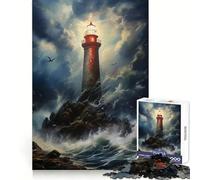 Rompecabezas Faro Tormentoso para Adolescentes 1000 Piezas Juguete de Lógica Eficaz Pasatiempo Tranquilo Pieza de Colección de Arte con Bordes Limpios 50x75cm