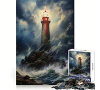 Rompecabezas Faro Tormentoso para Adolescentes, 1000 Piezas, Juguete de Lógica Mental, Alivio del Estrés, Corte Firme, Regalo de Deseo de Papá Noel 38x26cm