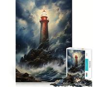 Rompecabezas Faro Tormentoso para Adolescentes, 1000 Piezas, Juguete de Lógica Mental, Alivio del Estrés, Corte Firme, Regalo de Deseo de Papá Noel 38x26cm