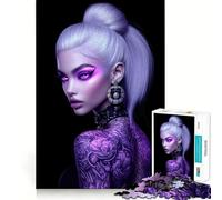 Rompecabezas Femme Fatale Tatuada en Morado, 1000 Piezas, Juguete para ejercitar la Mente, Juego Relajante, Pieza de colección de Arte de Corte preciso (50x75cm)