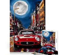 Rompecabezas Ferrari Rojo en la Ciudad de Noche para Adultos, 1000 Piezas, Mejora la Memoria, Divertido Montaje de imágenes, Arte Coleccionable (38x26cm)