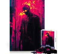 Rompecabezas Figura en Llamas en Ciudad neón de 1000 Piezas para Adolescentes Desarrolla la Capacidad de razonamiento Entretenimiento Ligero Bordes limpios Regalo Ideal (38x26cm)