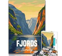 Rompecabezas Fiordos de Noruega, Rompecabezas para Adolescentes, 1000 Piezas, decoración de Pared, cumpleaños y Navidad, Adecuado para 14 y 26x38cm
