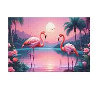 Rompecabezas flamenco rosa rompecabezas para adultosPuzzles de madera de 1000 piezas para adultos regalo estimulante (75×50cm)