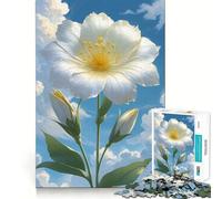 Rompecabezas Flor Blanca contra Cielo Nublado 1000 Piezas Juguete de Construcción Focus Ajuste Espacios Una Actividad Recompensante para Días Lluviosos (38x26cm)
