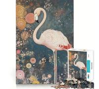 Rompecabezas Floral de Flamenco Rosa de Gustav Klimt para Adolescentes, 1000 Piezas Refuerza la Memoria Pasatiempo Tranquilo Borde de Calidad Regalo Festivo (38x26cm)
