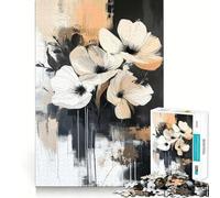 Rompecabezas Flores Blancas 1000 Piezas Juego de Concentración Mental Corte de Precisión Bordes Lisos Actividad Absorbente para Noches Tranquilas (38x26cm)