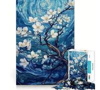 Rompecabezas Flores Blancas contra Cielo Azul 1000 Piezas Diversión para ejercitar la Mente Componentes Resistentes y de Corte Limpio Un Entretenimiento cautivador para Disfrutar en casa (50x75cm)