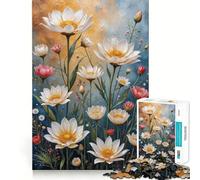 Rompecabezas Flores Blancas en Flor 1000 Piezas Juego de Concentración Mental Corte de Precisión Bordes Lisos Actividad Absorbente para Noches Tranquilas (38x52cm)