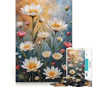 Rompecabezas Flores Blancas en Flor para Adolescentes 1000 Piezas Estimula la Mente Diversión Corte Limpio Componentes Resistentes Actividad Conmovedora para Compartir (38x26cm)