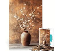 Rompecabezas Flores Blancas en jarrón 1000 Piezas Juguete de construcción Focus Ajuste Firme Montaje Seguro Juguete de Entretenimiento para Interiores (38x26cm)